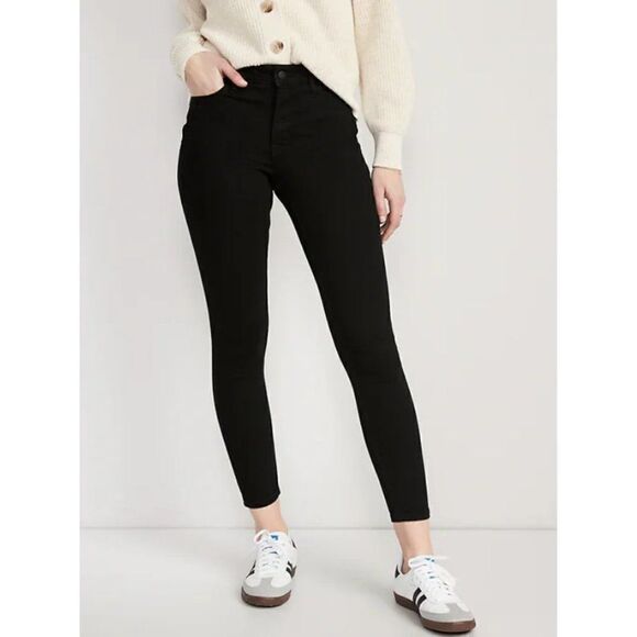 Old Navy Denim - Old Navy The Rockstar Black Cotton Blend Skinny Mid-Rise Jeans For Women Size 4